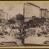Looking up Broadway from the corner of Fulton Street, showing the ruins of Barnum's Museum.