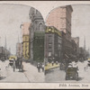Fifth Avenue, New York City[street view of carriages and pedestrians].