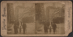 Centennial decorations - Wall Street, N.Y.[Man, woman and child in foreground].