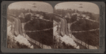 Battery Park, extreme southern part of Manhattan island, elevated railway and New York Bay, New York City.