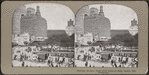 Famous Battery Park with some of New York's tall buildings.