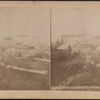 Castle Garden and Bartholdi's Statue, New York [aerial view of the Castle Garden grounds, harbor].