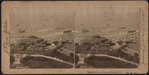 Castle Garden and Liberty Statue, New York [aerial view of harbor].