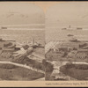 Castle Garden and Liberty Statue, New York City, U.S.A. [aerial view of harbor].