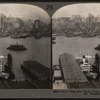 Ferry slips and water front of New York City, from the Brooklyn side.