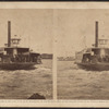 View in New York Harbor. Ferry boat crossing to Brooklyn.