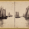 Fleet of vessels - New York Bay scene.