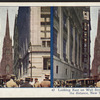 Looking East on Wall Street, Trinity Church in the distance, New York City.