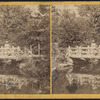 Rustic bridge near lake.
