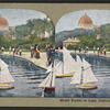 Model yachts on lake, Central Park, New York.