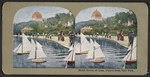 Model yachts on lake, Central Park, New York.