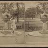 Drinking fountain, Central Park, N.Y. [Girl in a dress at the fountain.]