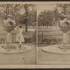 Drinking fountain, Central Park, N.Y. [Girl in a dress at the fountain.]