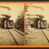 The hanging rock with passenger train.