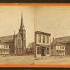 Furniture and coffin store, church, Girard, Pennsylvania.