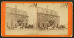 Horse carriages outside of a hotel, possibly called [...]venue House, Girard, Pennsylvania.]