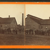 Workers posing in front of a factory, Girard, Pennsylvania.