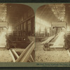 Steel works, Pittsburgh, Pa., beam of hot iron in rolling mill, drawn out [00?] feet long.