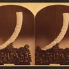 Carved elephant's tusk. Supported on ebony pedestal, eleborately carved in human figures, trees, etc. Modern Chinese. (Front and rear view.)