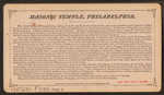 New Masonic Temple, Phila. Dedicated September 26th, 1873.
