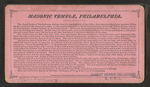 New Masonic Temple, Phila. Dedicated September 26th, 1873.