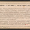 New Masonic Temple, Phila. Dedicated September 26th, 1873.