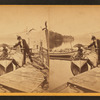 Boatman getting ready to go in water.