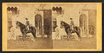 Girl on horseback in front of house.