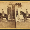 Girl on horseback in front of house.
