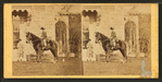 Girl on horseback in front of house.
