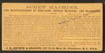 Screw Machine, for Manufacturers of Fire-Arms, Sewing Machines and Machinists.