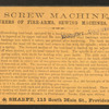 Screw Machine, for Manufacturers of Fire-Arms, Sewing Machines and Machinists.