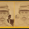 Bust of Statue for the Antietam Monument, at R.I. Granite Works, with Bust of Sculptor, Westerly.