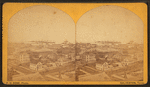 Galveston, Texas. [Bird's eye view of businesses and view of harbor.]