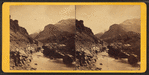 Looking east from the Devil's Gate, Lower Weber Canyon. Union Pacific Railroad.