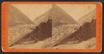 Lower Weber Canyon, looking west, Devil's Gate bridge in the foreground. Union Pacifc Railroad.