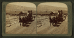 Six-horse tally-ho leaving mountain walled Gardiner for trip through Yellowstone Park, U.S.A.