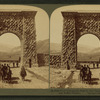 From Yellowstone Park N. through its gateway over Gardiner to Gallatin Range (left) and Buffalo Plateau.