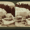 Cleopatra Terrace and its mirror like pools - Mammoth Hot Springs, Yellowstone Park, U.S.A.