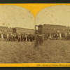 Group of Pawnee warrs. [warriors] & palace cars of U.P.R.R.