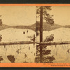 Reflection, Donner Lake, view from Pollard's Hotel, Eastern Summit in the distance.