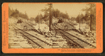 Truckee River, looking towards Eastern Summit, 135 miles from Sacramento, Central Pacific Railroad.