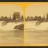 Spokane Falls from the north. [Showing mill and building under construction.]