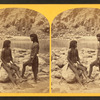 Types of Mojave Indians. [Two Mojave men pose on rocks in front of the river.]