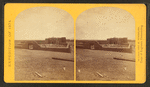 Roman Catholic church, Plaza of Guadeloupe, Gouadeloupe Co., Colorado. Built not many years since of adobes. Dimensions: length 120 feet; width 60 feet; height 25 feet. Grave yard in the foreground surrounded by an adobe wall about 6 feet in height.