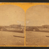 Roman Catholic church, Plaza of Guadeloupe, Gouadeloupe Co., Colorado. Built not many years since of adobes. Dimensions: length 120 feet; width 60 feet; height 25 feet. Grave yard in the foreground surrounded by an adobe wall about 6 feet in height.