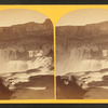 Shoshone Falls, Snake River, Idaho. Main fall, 210 feet from upper to lower level; height of cañon walls at the falls, 1,000 feet. A number of minor falls, islands, and boulder rocks among the main falls add beauty to the lonely majesty of this scene.