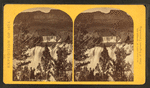 Shoshone Falls, Snake River, Idaho, looking through the timber, and showing the main fall, and upper or "Lace Falls."