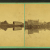 [View of Anthony, Rhode Island, including buildings and a covered bridge, reflected in a river.]