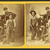 Shoe Blacks. [Studio portrait of three young shoe shiners and their customers.]